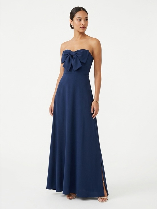 Lilly Pulitzer Dresses & Skirts - Lilly Pulitzer Carlynn Strapless Bow Side Slit Polyester Maxi Dress Navy Blue 12